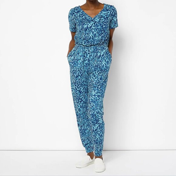 Cuddl Duds Petite Flexwear V-Neck Jogger Jumpsuit  13306 - Picture 1 of 1